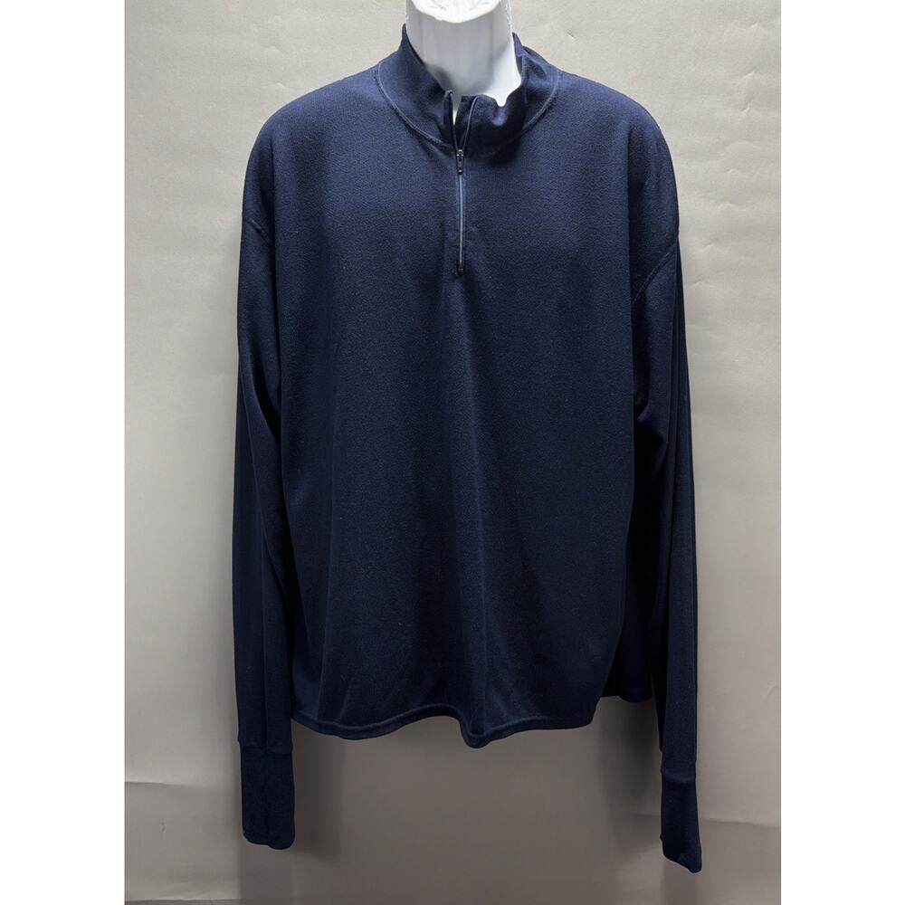 Cabela’s X Static Vintage 1/4 Zip Mock Neck Sweatshirt Navy Blue 2XL Made in USA